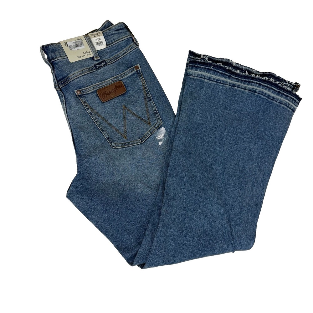 NWT Wrangler Retro Bailey High Rise Flare Womens Jeans Sz 31x30 Raw Fray Hem New
